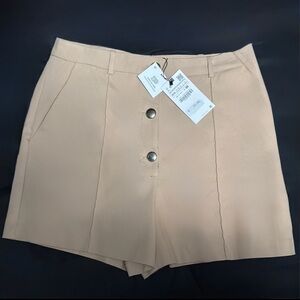 Zara Khaki High Waist Tailored Shorts
